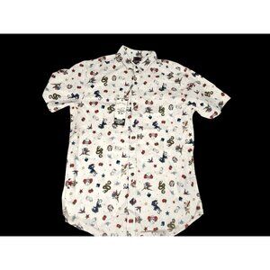 Raw Yarn Men's Tatoo Print Shirt Skull American Eagle Snake Kitschy NWT US/L